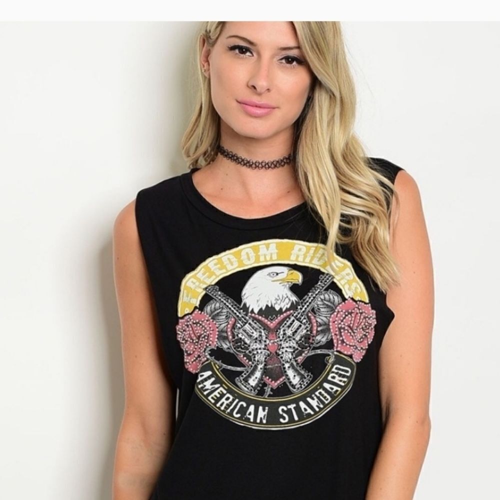 Embellished Black Muscle Tank Top - Picture 4 of 13